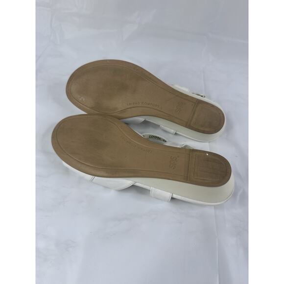 SAS Caress Cross Strap Leather Wedge Sandals White Size 8.5W Tripad Comfort Wide - Picture 12 of 12